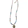 Colorful bead string necklace, golden pendant, fashionable, versatile, simple and trendy women's accessory gift Item Picture
